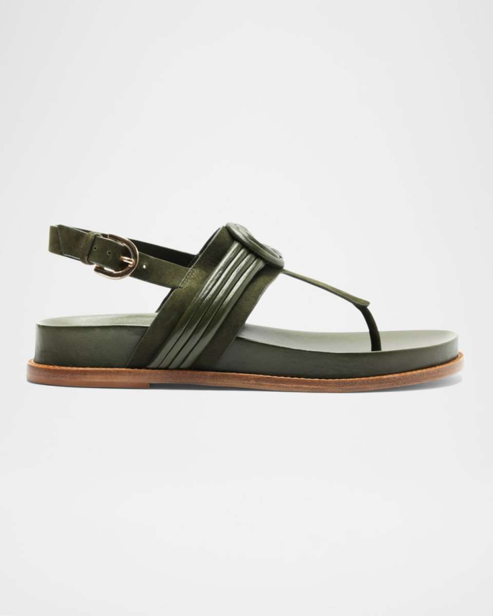 Vickey Suede Knot Slingback T-Strap Sandals